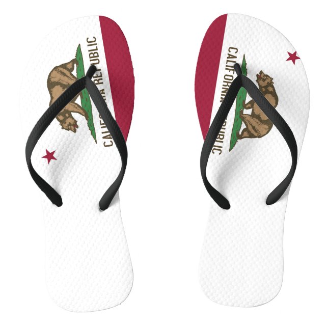 Adult Slim Straps with Flag of California, USA Jandals (Footbed)