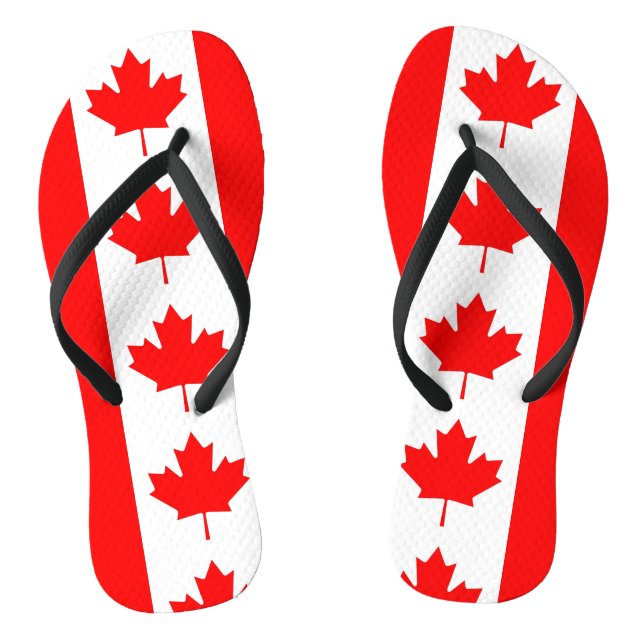 Adult Slim Straps with Flag of Canada Jandals (Footbed)