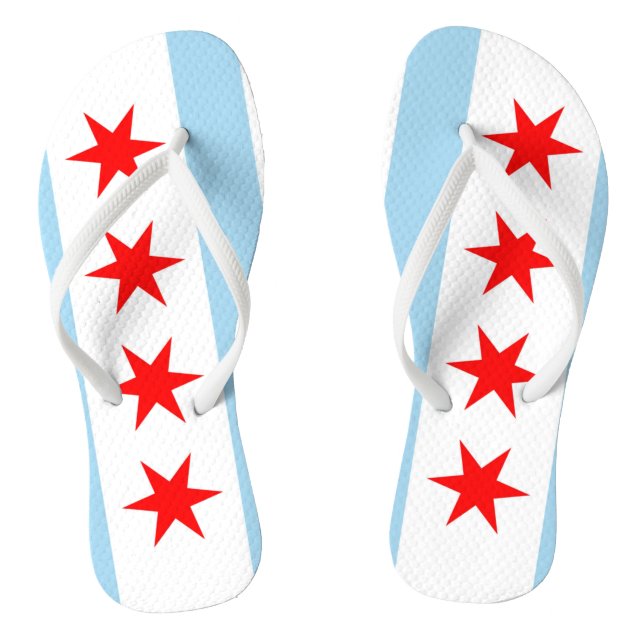 Adult Slim Straps with Flag of Chicago, USA Jandals (Footbed)