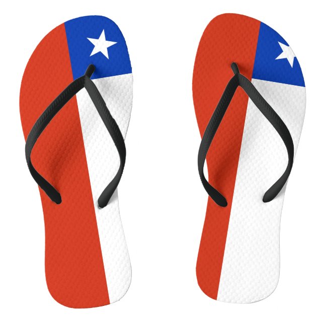 Adult Slim Straps with Flag of Chile Jandals (Footbed)