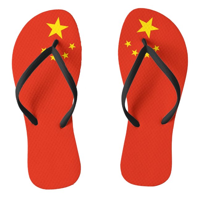 Adult Slim Straps with Flag of China Jandals (Footbed)