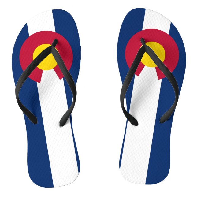 Adult Slim Straps with Flag of Colorado, USA Jandals (Footbed)