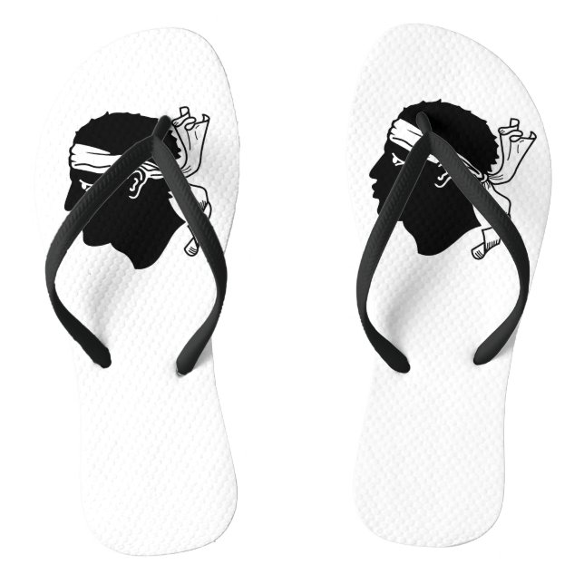 Adult Slim Straps with Flag of Corsica, France Jandals (Footbed)