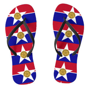 Adult Slim Straps with Flag of Dallas, USA Jandals