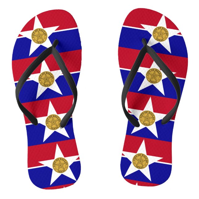 Adult Slim Straps with Flag of Dallas, USA Jandals (Footbed)