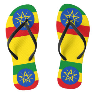 Adult Slim Straps with Flag of Ethiopia Jandals