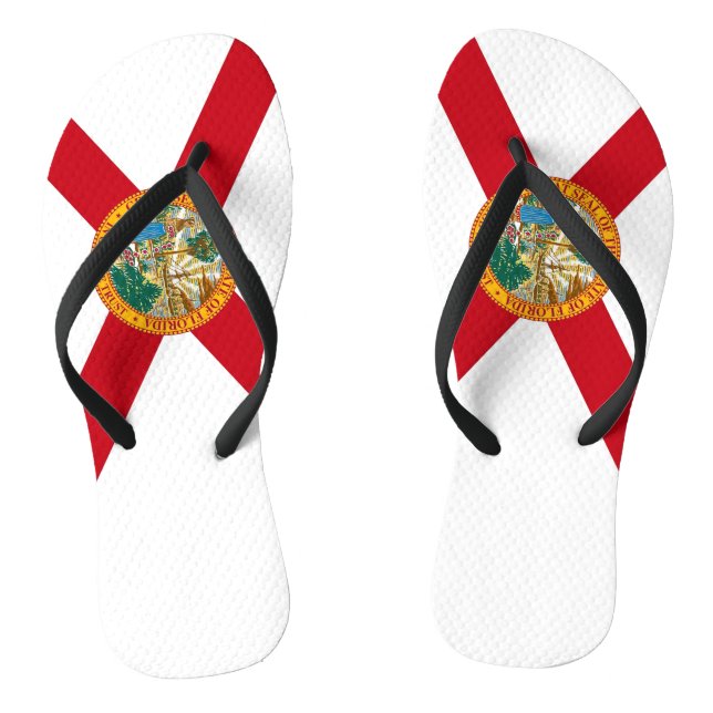 Adult Slim Straps with Flag of Florida, USA Jandals (Footbed)