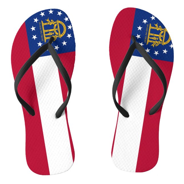 Adult Slim Straps with Flag of Georgia, USA Jandals (Footbed)