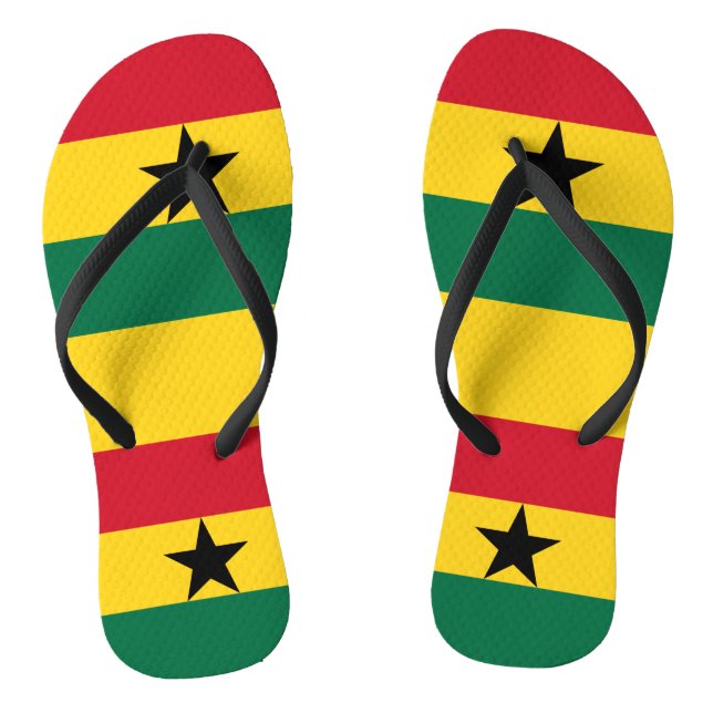 Adult Slim Straps with Flag of Ghana Jandals (Footbed)