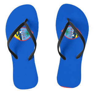 Adult Slim Straps with Flag of Guam, USA Jandals