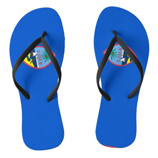 Adult Slim Straps with Flag of Guam, USA Jandals (Footbed)