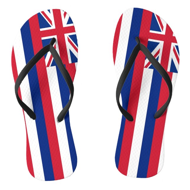 Adult Slim Straps with Flag of Hawaii, USA Jandals (Footbed)