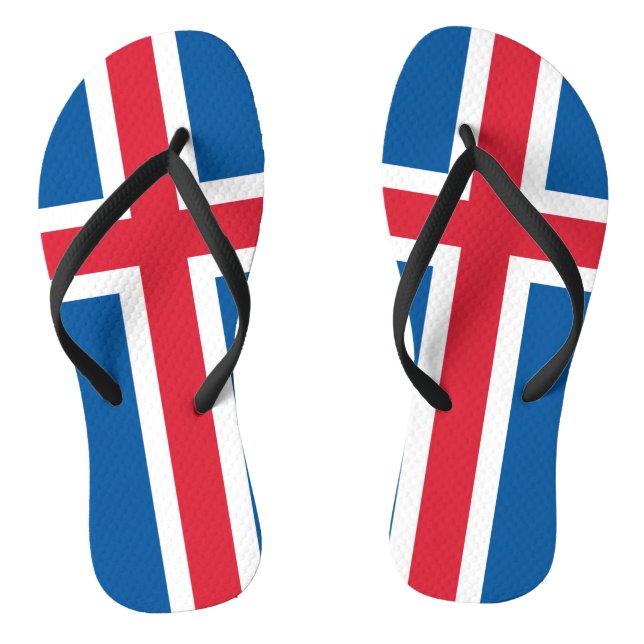 Adult Slim Straps with Flag of Iceland Jandals (Footbed)