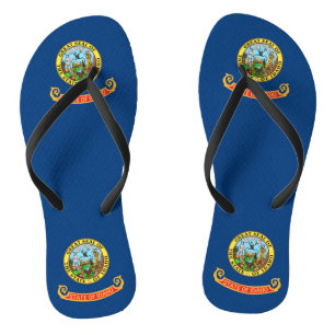 Adult Slim Straps with Flag of Idaho, USA Jandals