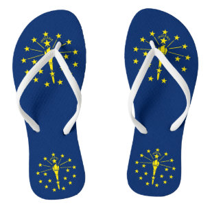 Adult Slim Straps with Flag of Indiana, USA Jandals