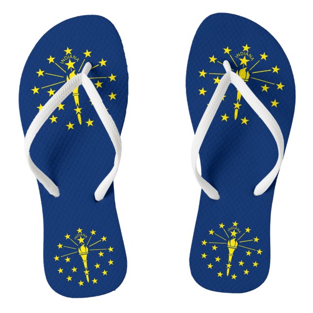 Adult Slim Straps with Flag of Indiana, USA Jandals (Footbed)