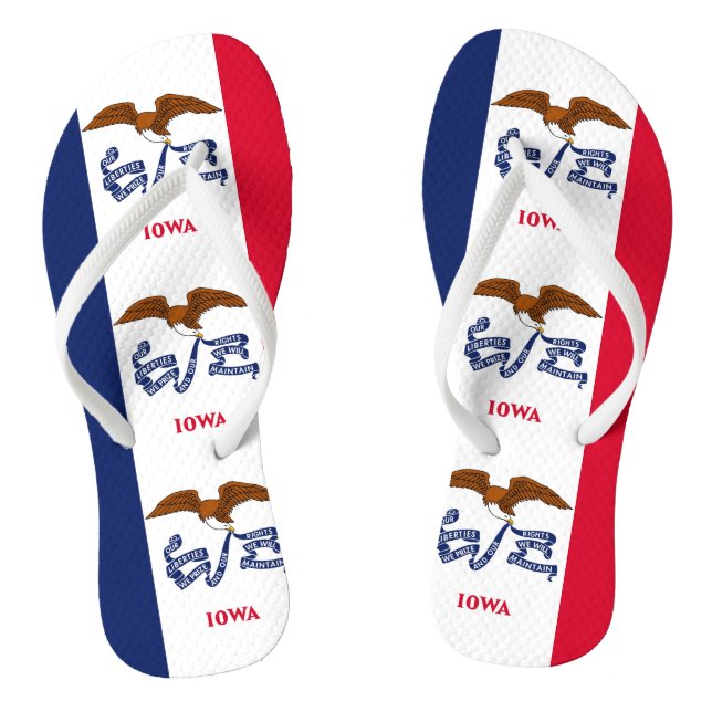 Adult Slim Straps with Flag of Iowa, USA Jandals (Footbed)