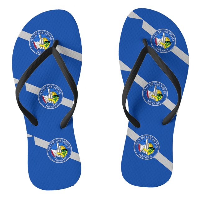 Adult Slim Straps with Flag of Las Vegas, USA Jandals (Footbed)