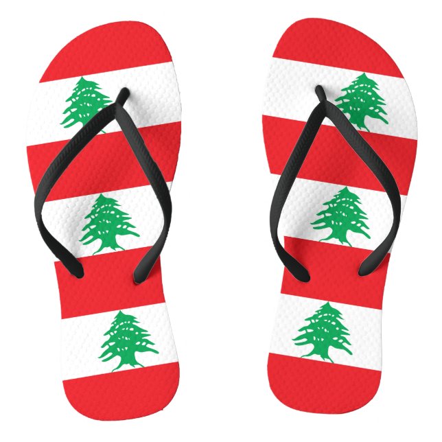 Adult Slim Straps with Flag of Lebanon Jandals (Footbed)