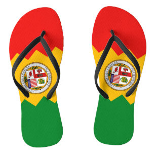 Adult Slim Straps with Flag of Los Angeles, USA Jandals