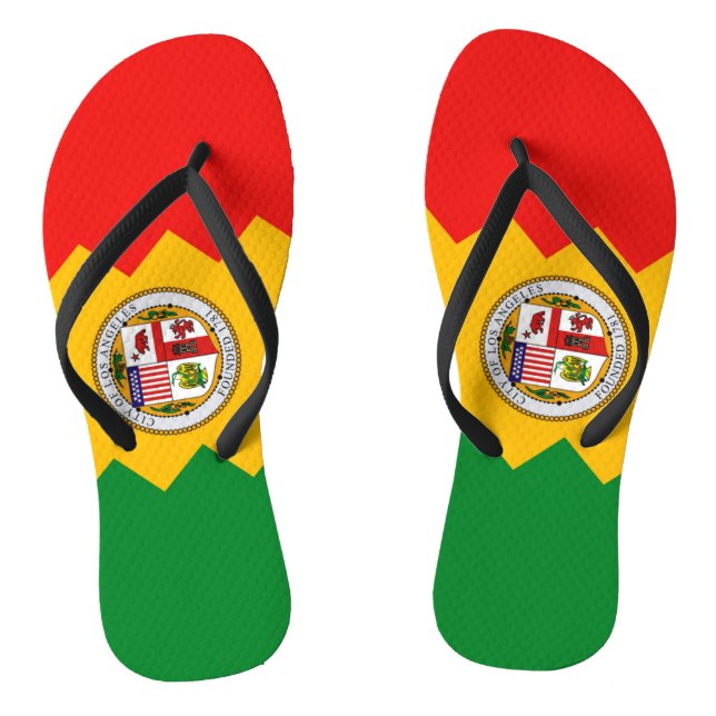 Adult Slim Straps with Flag of Los Angeles, USA Jandals (Footbed)