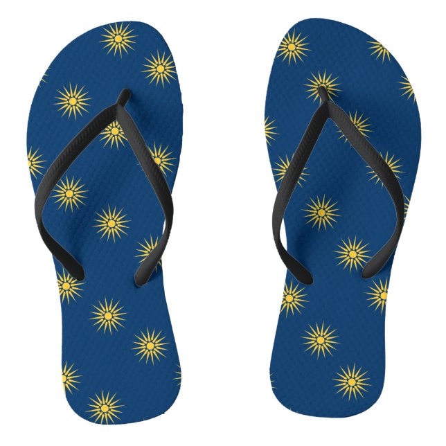 Adult Slim Straps with Flag of Macedonia, Greece Jandals (Footbed)