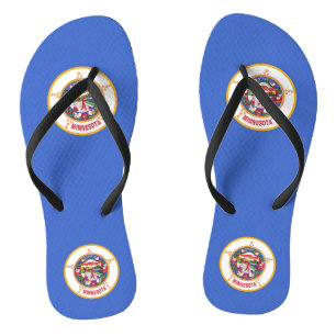 Adult Slim Straps with Flag of Minnesota, USA Jandals