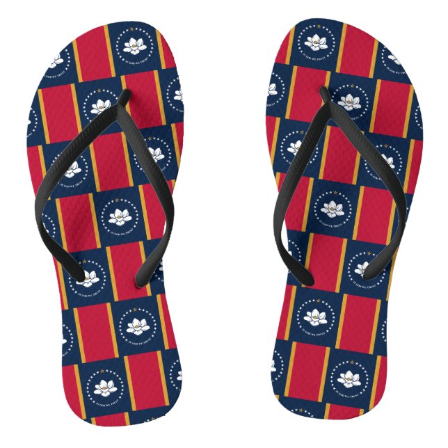Adult Slim Straps with Flag of Mississippi, USA Jandals (Footbed)
