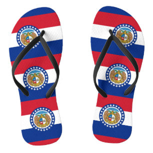 Adult Slim Straps with Flag of Missouri, USA Jandals
