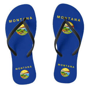 Adult Slim Straps with Flag of Montana, USA Jandals
