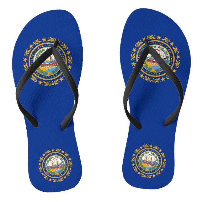 Adult Slim Straps with Flag of New Hampshire, USA Jandals (Footbed)