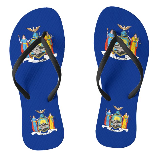 Adult Slim Straps with Flag of New York, USA Jandals (Footbed)