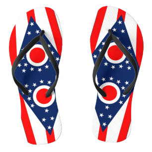 Adult Slim Straps with Flag of Ohio, USA Jandals