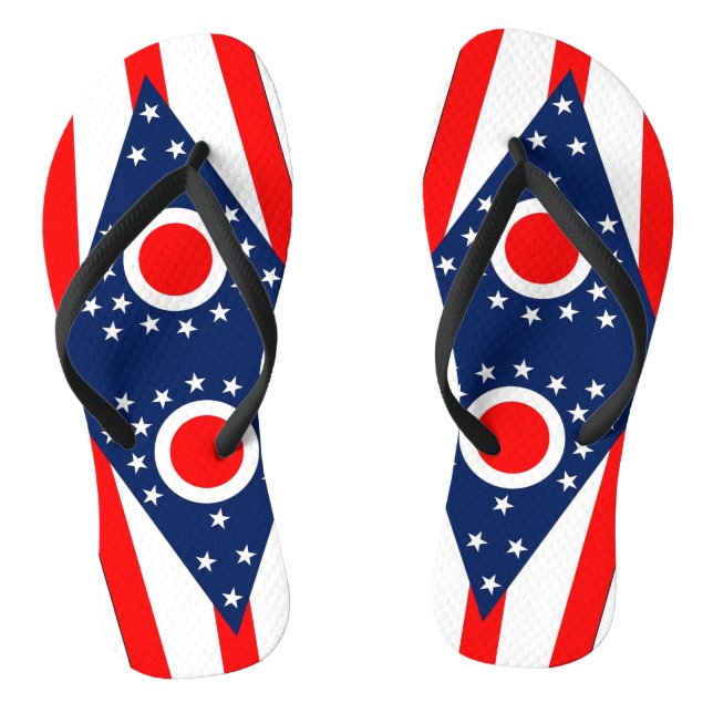 Adult Slim Straps with Flag of Ohio, USA Jandals (Footbed)