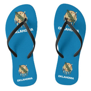 Adult Slim Straps with Flag of Oklahoma, USA Jandals
