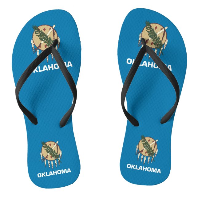 Adult Slim Straps with Flag of Oklahoma, USA Jandals (Footbed)