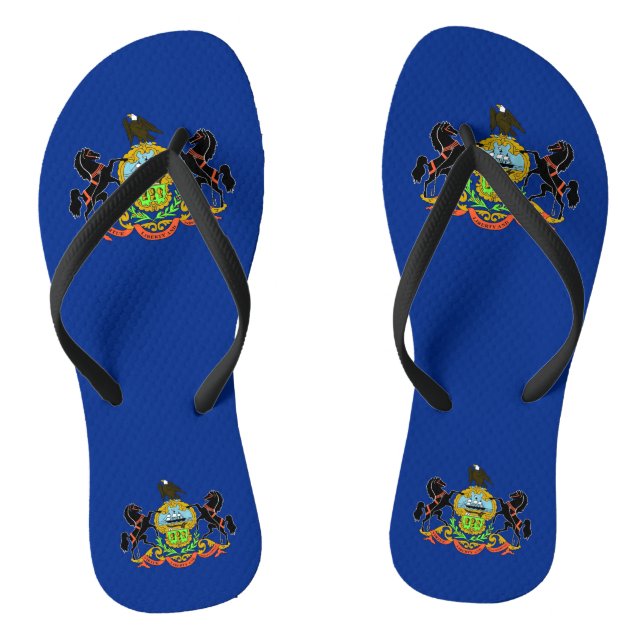 Adult Slim Straps with Flag of Pennsylvania, USA Jandals (Footbed)