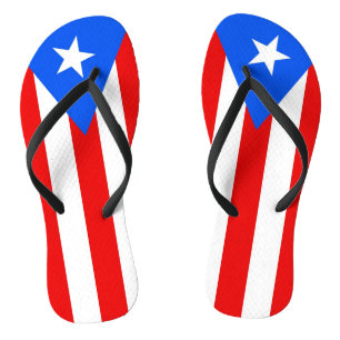 Adult Slim Straps with Flag of Puerto Rico, USA Jandals