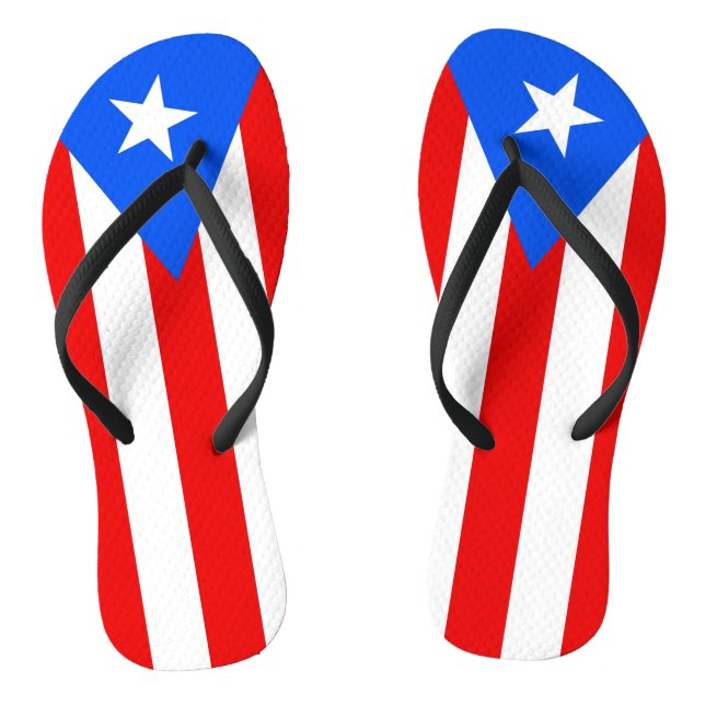 Adult Slim Straps with Flag of Puerto Rico, USA Jandals (Footbed)