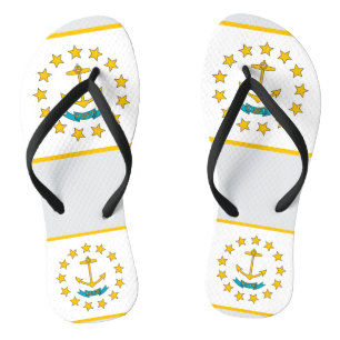 Adult Slim Straps with Flag of Rhode Island, USA Jandals