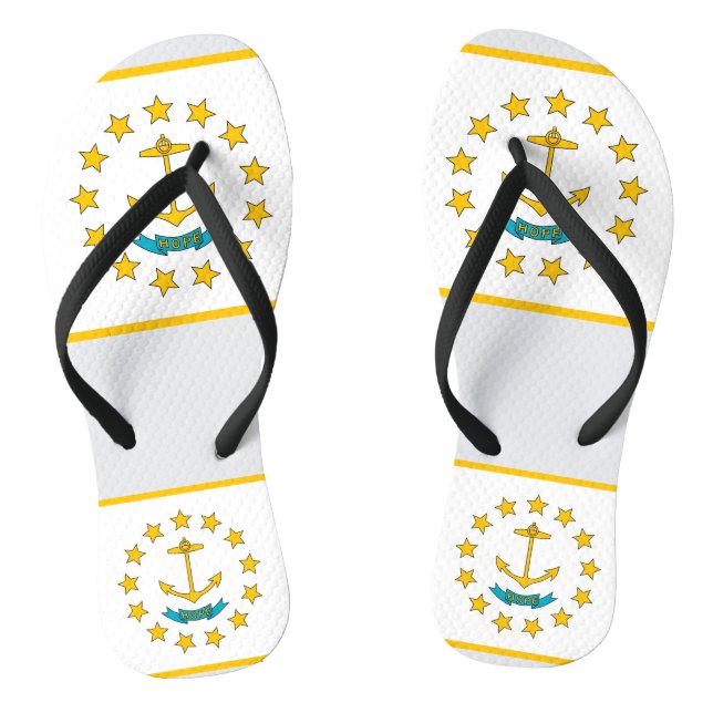 Adult Slim Straps with Flag of Rhode Island, USA Jandals (Footbed)
