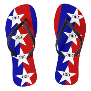 Adult Slim Straps with Flag of San Antonio, USA Jandals
