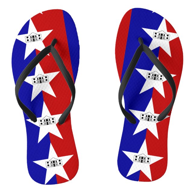 Adult Slim Straps with Flag of San Antonio, USA Jandals (Footbed)