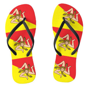 Adult Slim Straps with Flag of Sicily, Italy Jandals