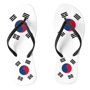 Adult Slim Straps with Flag of South Korea Jandals