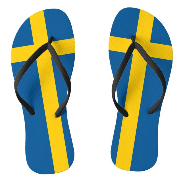 Adult Slim Straps with Flag of Sweden Jandals (Footbed)
