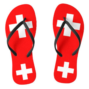 Adult Slim Straps with Flag of Switzerland Jandals