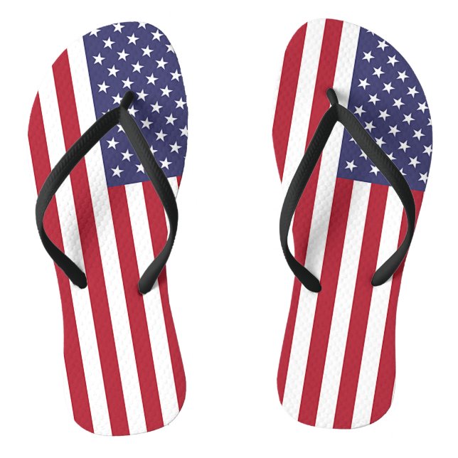 Adult Slim Straps with Flag of USA Jandals (Footbed)