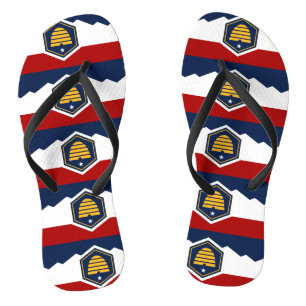 Adult Slim Straps with Flag of Utah, USA Jandals