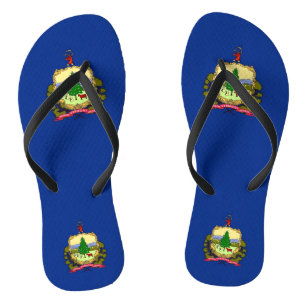 Adult Slim Straps with Flag of Vermont, USA Jandals